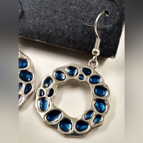 Bijoux Terner Animal Print Earrings Jewelry Blue Stone  New - Picture 3 of 7